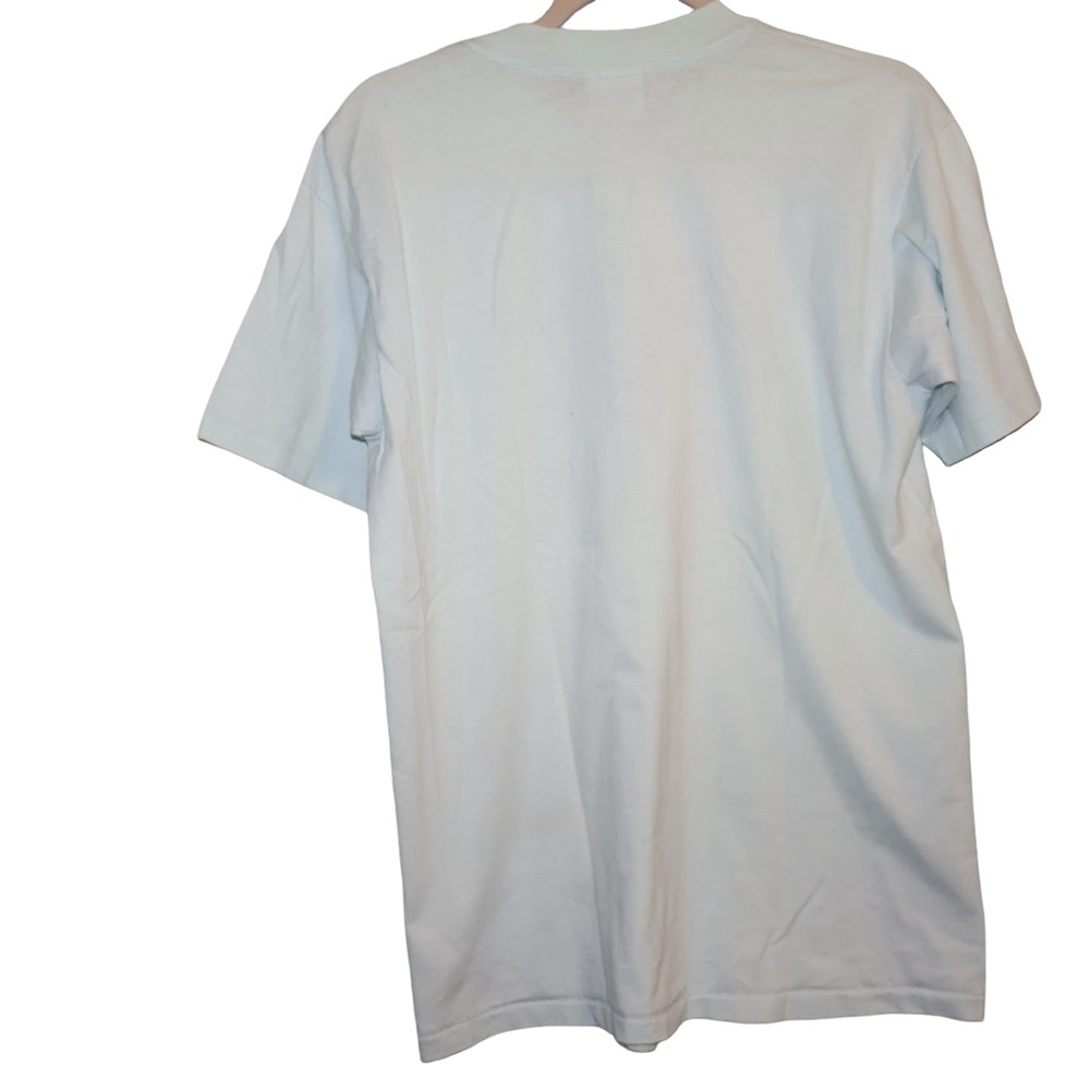 VTG 80s Hanes Fifty Fifty Shirt Sz L teal Made in USA Single Stitch T-shirt - Picture 7 of 7